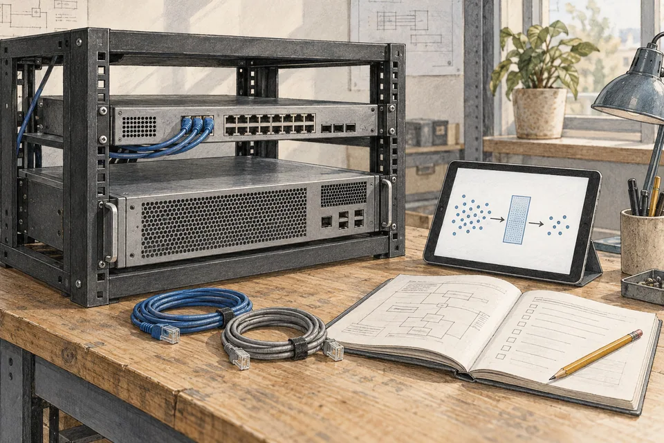 Illustrated network appliances, traffic filtering concept and an operations runbook